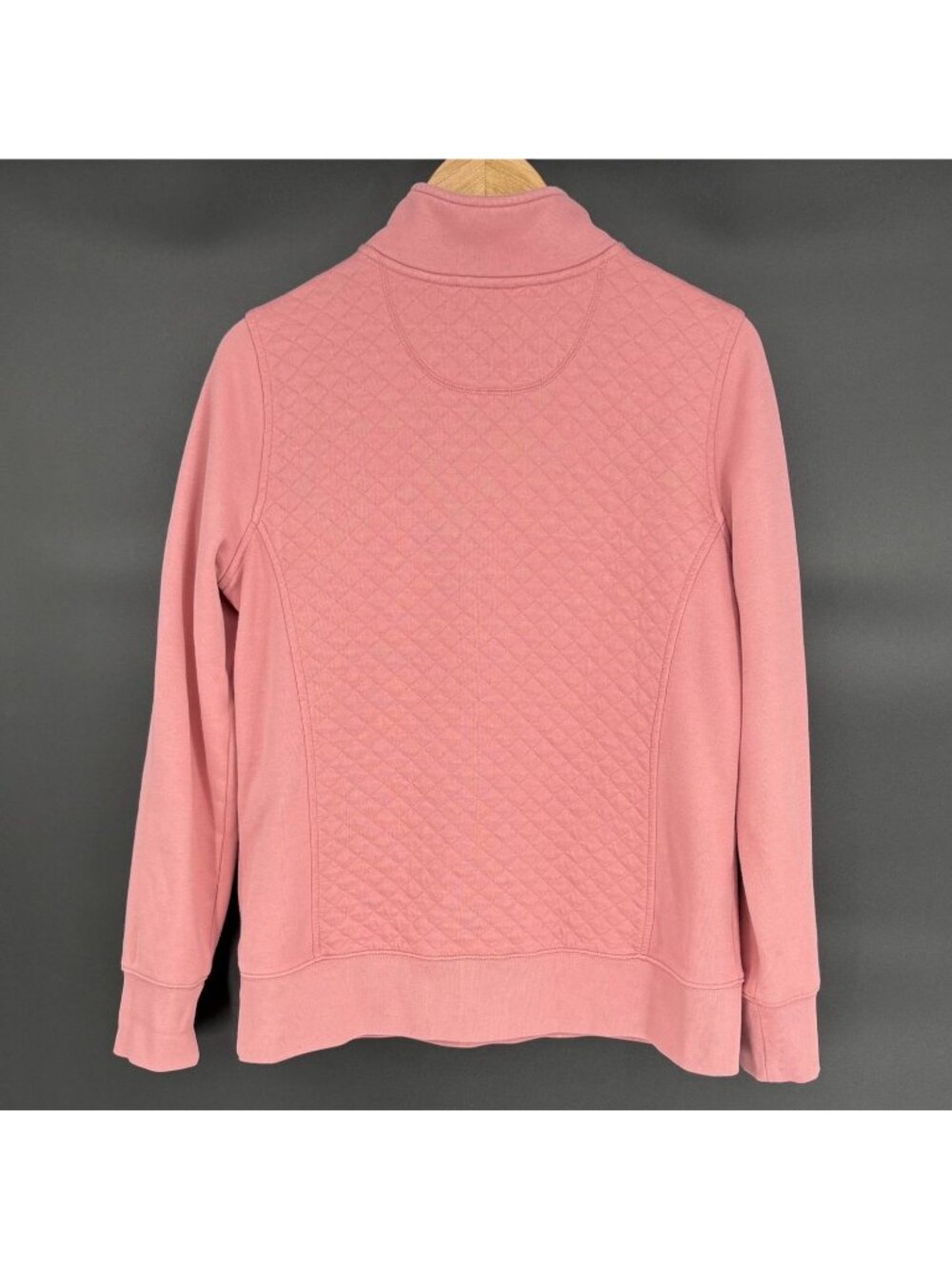L.L. Bean Women Quilted Quarter-Zip Pullover M Pink Fleece Lined Outdoor Camping - Picture 2 of 12